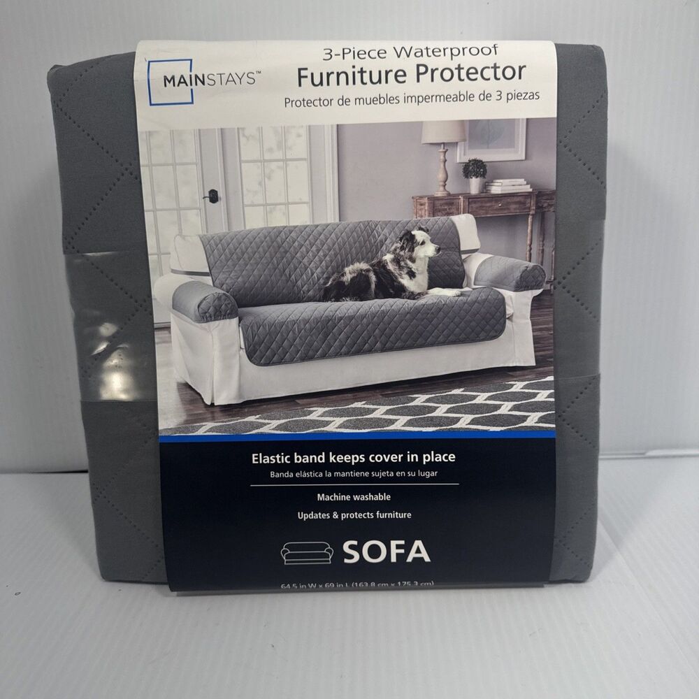 Furniture Protector 3 Piece Gray Waterproof  64.5 x 69 Mainstays-New